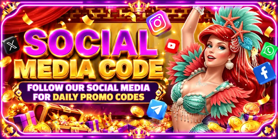 Spin777 Social Media Bonus poster – daily promo codes on our social channels